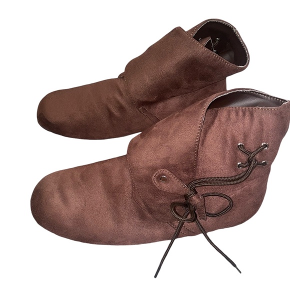 Funtasma Renaissance Brown Lace Ankle Strap Over Slip On Boots Sz S Bal Man Made main image 5